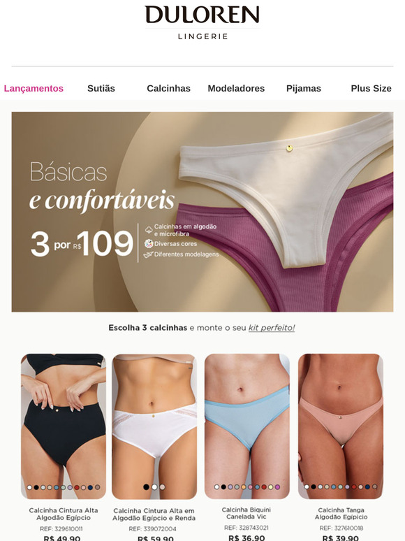 De Algodão ou Microfibra? Escolha 3 Calcinhas por R$109! 🛍️
