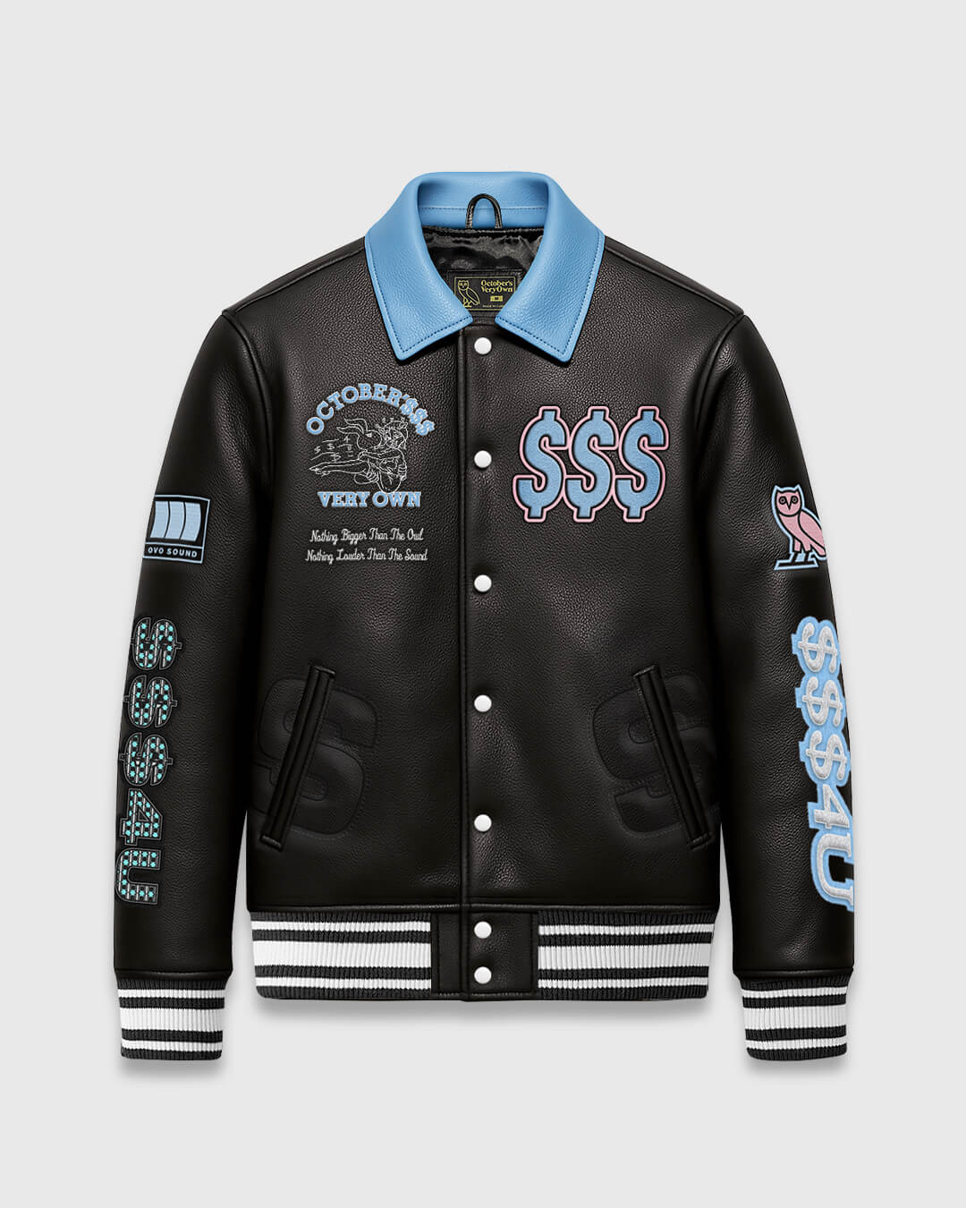 $$$4U Collared Varsity Jacket - Black