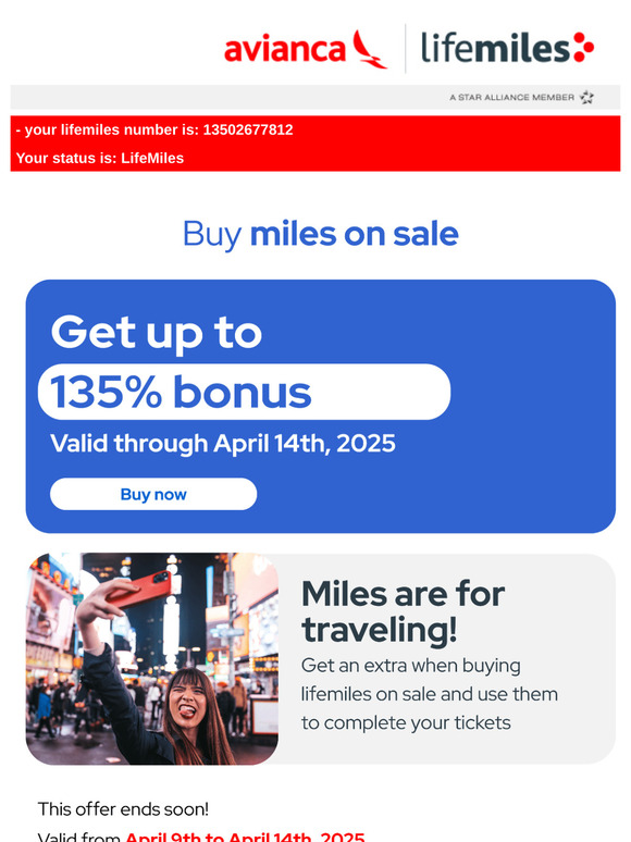 ⚡Ending soon! Up to 135% extra when buying miles