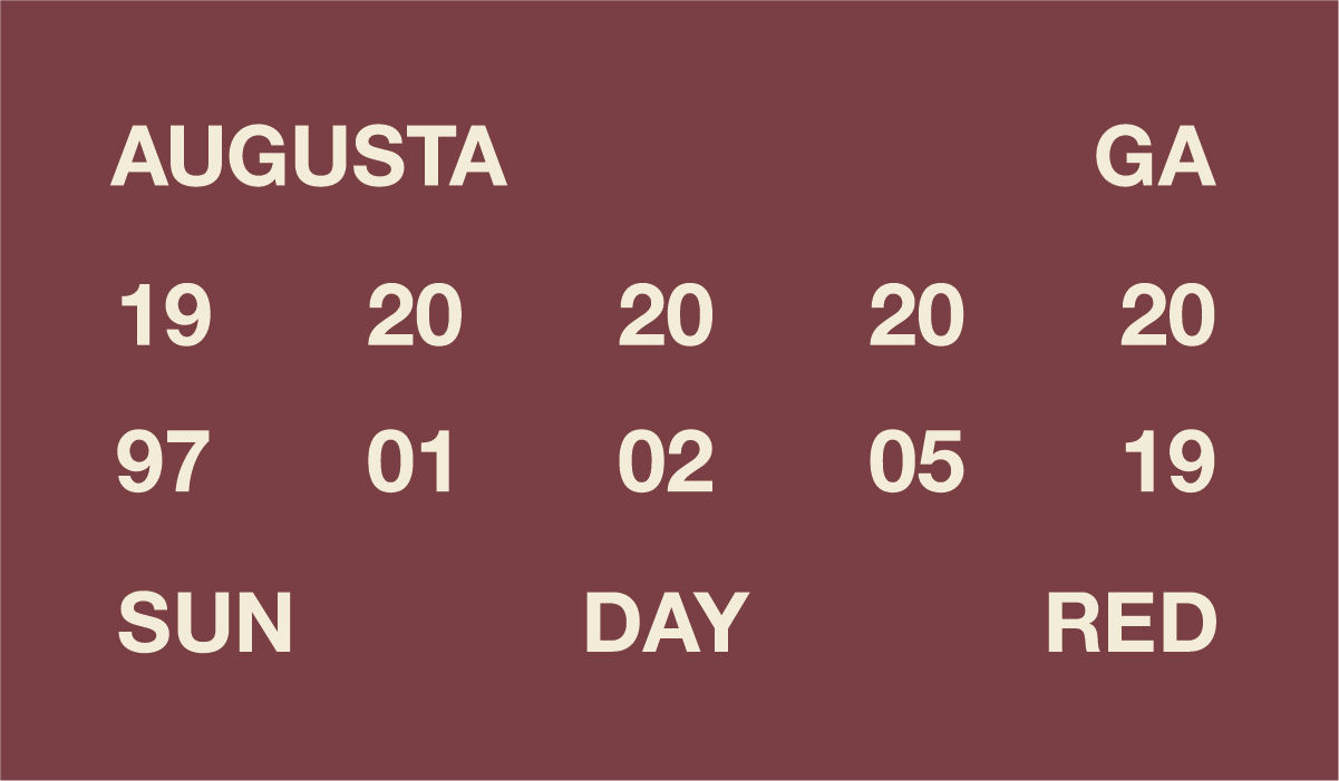 A list of Tiger Wood's wins in Augusta Georgia with a red background
