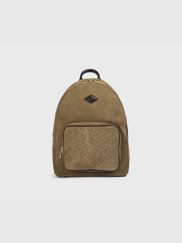 Cocoa-coloured suede backpack
