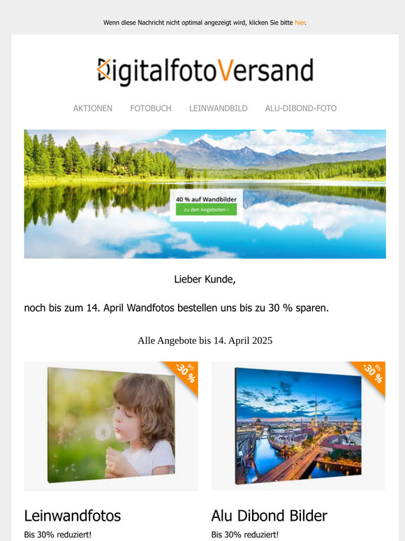 Noch bis zum 14. April - 30% auf viele Wandbildprodukte