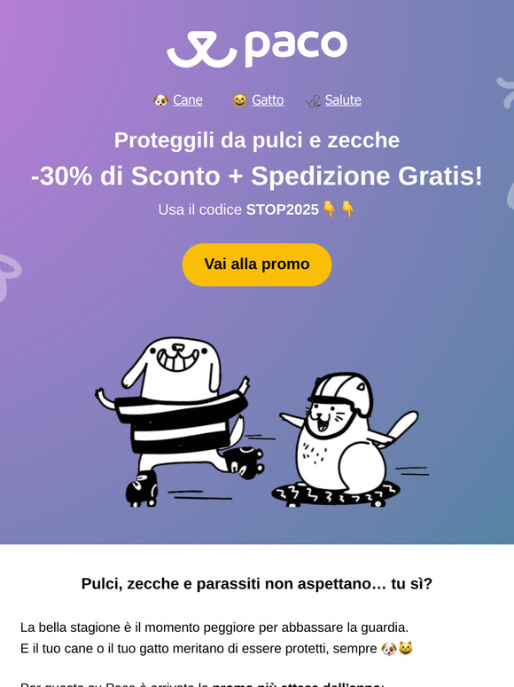 🚨 Scatta la promo antiparassitari: -30% + spedizione gratis!