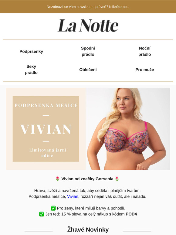 Podprsenka měsíce! 15% sleva jen pro vás s kódem POD4