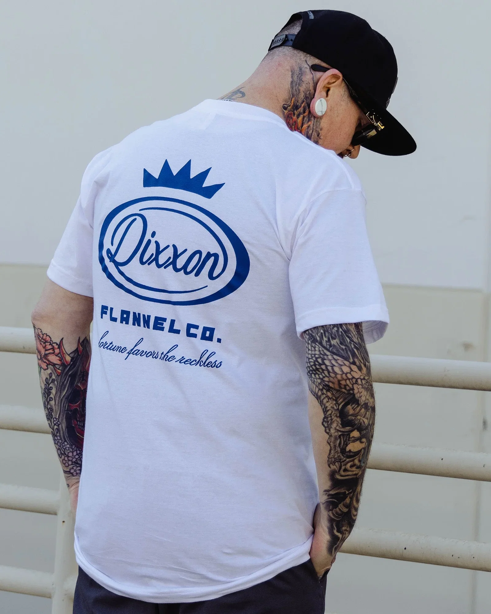 Image of Blue Fortune Favors T-Shirt - White