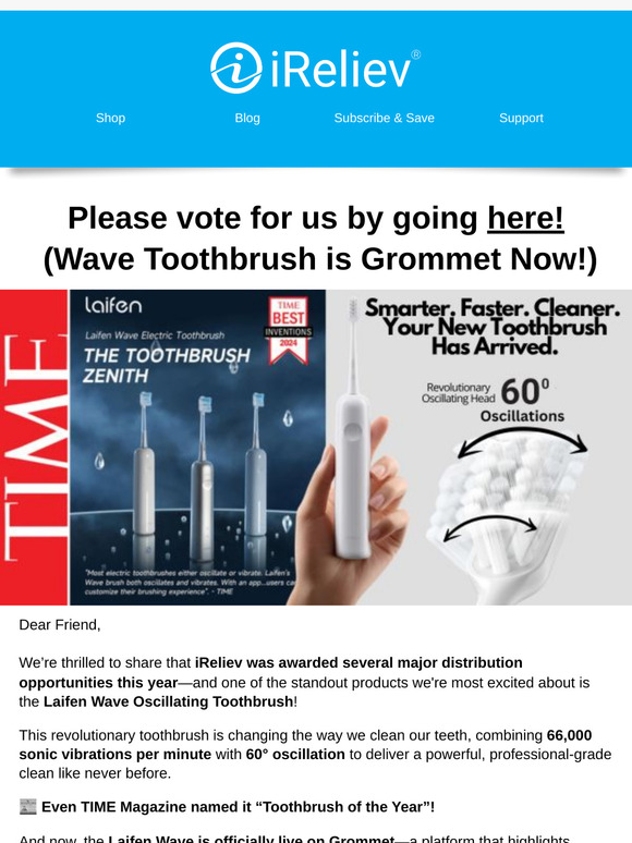 Help Us Win with Wave Toothbrush! 🦷 Please vote for us with simple click.