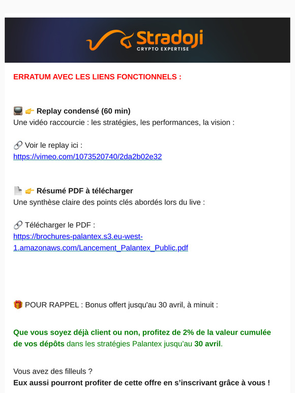 Erratum avec les bon liens