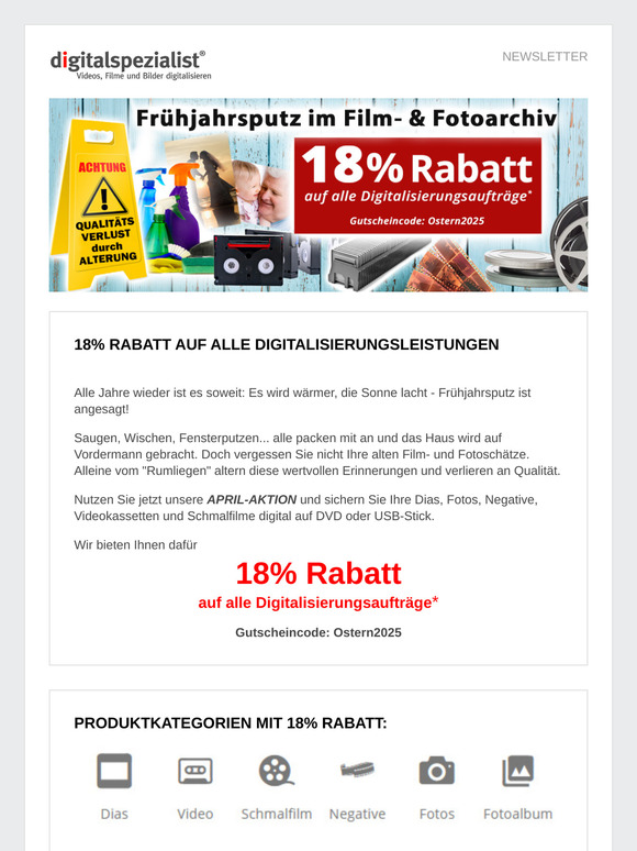 Frühjahrsputz im Film- & Fotoarchiv: Jetzt 18% Rabatt nutzen