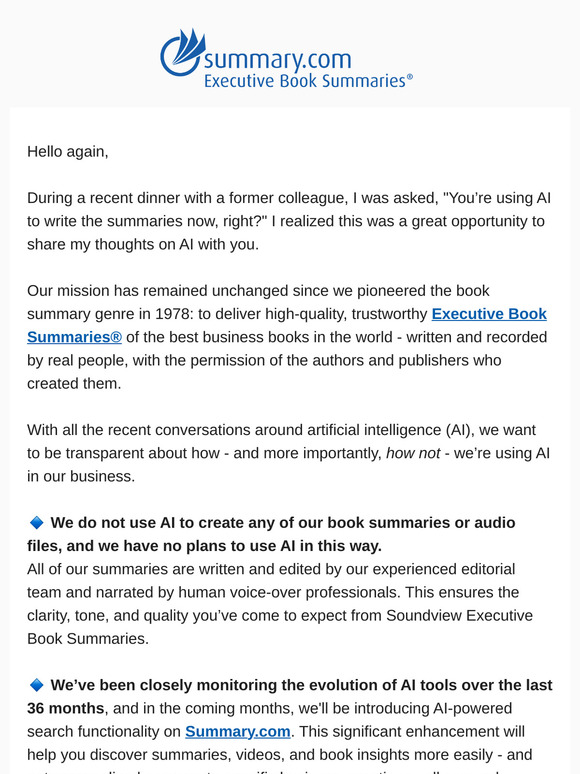 A Message About AI and Our Commitment to Quality Content