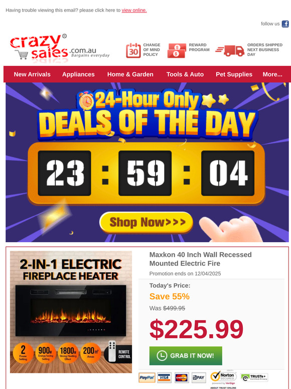 Bring the Heat Home – 40 Inch Fireplace Heater at $225.99
