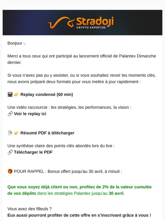 Vous avez manqué le lancement Palantex ? Le résumé ici :