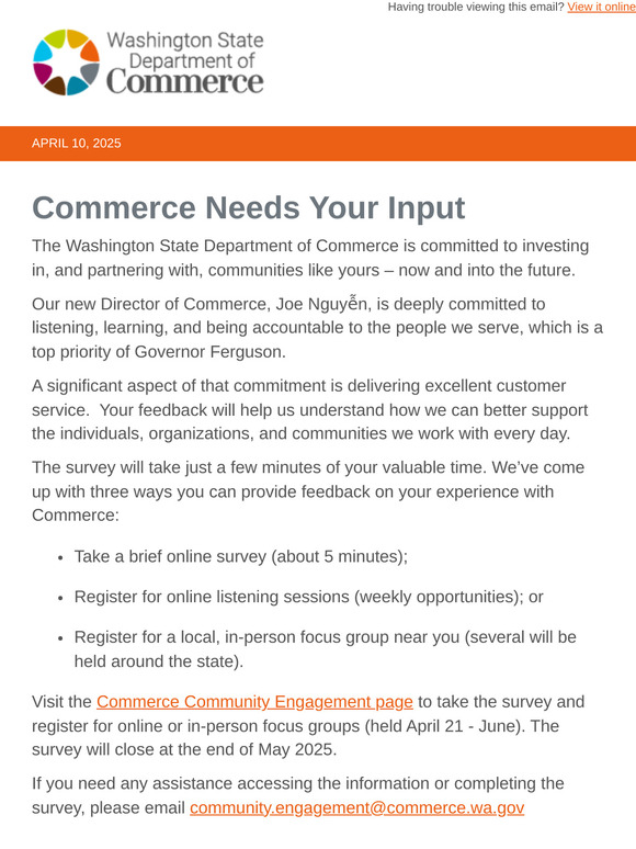 Community Survey and Sharing Opportunities