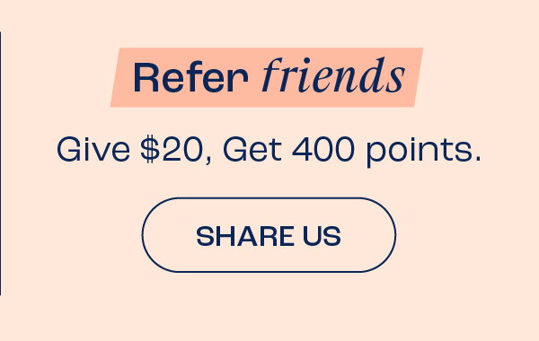 Refer friends. Give $20, get 400 points