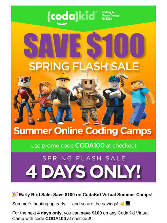 🔥 Early Bird Alert: $100 Off Virtual Coding + AI Camps!
