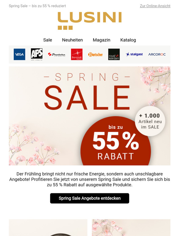 Spring Sale: 1.000 neue Artikel – bis zu 55 % reduziert!