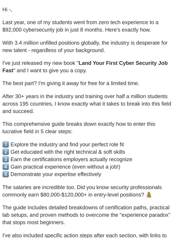 🔒 New book reveals: Land a cybersecurity job with zero experience