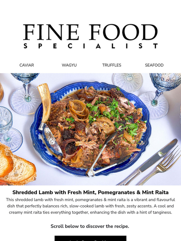 Shredded Lamb with Fresh Mint, Pomegranates & Mint Raita