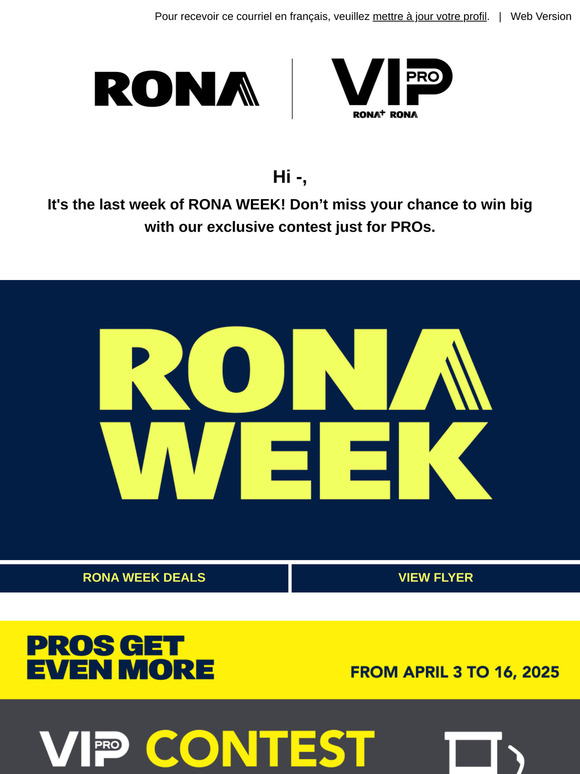 RONA WEEK continues