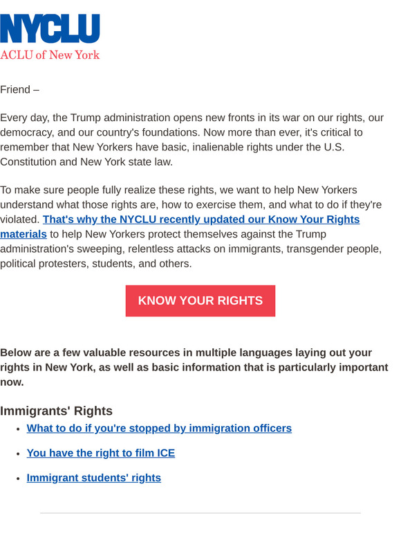 Now more than ever, NYers should know their rights
