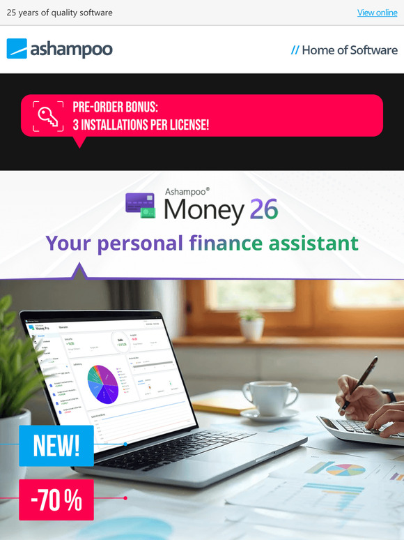 ++ Brand-new: Save up to 70% ++ Ashampoo Money 26 ++ Pre-order & save ++
