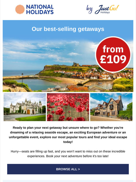 Our best-selling breaks from only £109pp