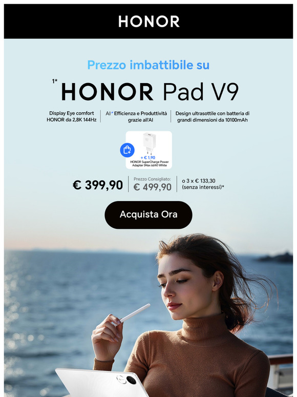 Prezzo imbattibile su HONOR PadV9 !