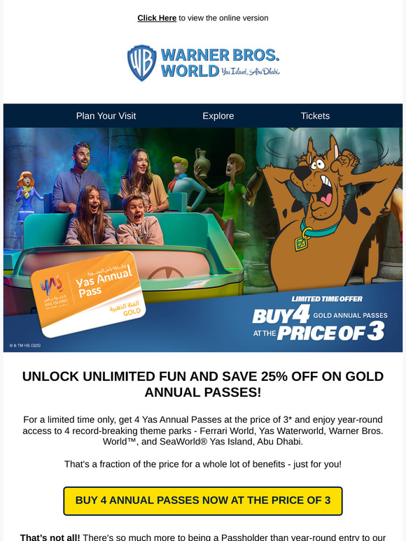 Get 4 Yas Annual Passes at the Price of 3