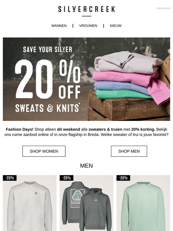 20% off sweats & knits | Fashion Days
