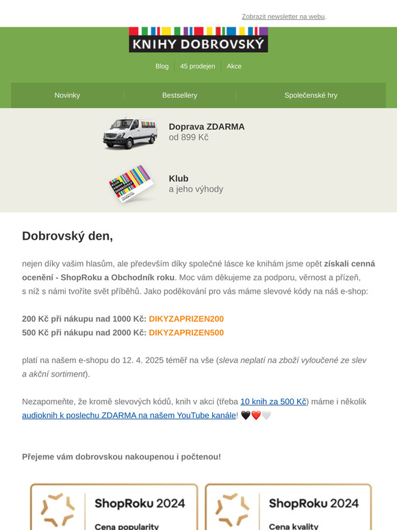 Děkujeme za přízeň, posíláme slevu 500 Kč🤩