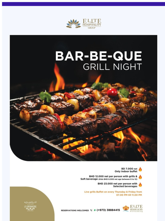In case you missed it: Barbeque Grill Night and Mediterranean Lunch Buffet at Elite Resort & Spa