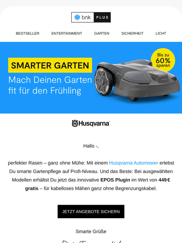 Kabelloses Mähen? Jetzt mit Husqvarna & 449 € Cashback