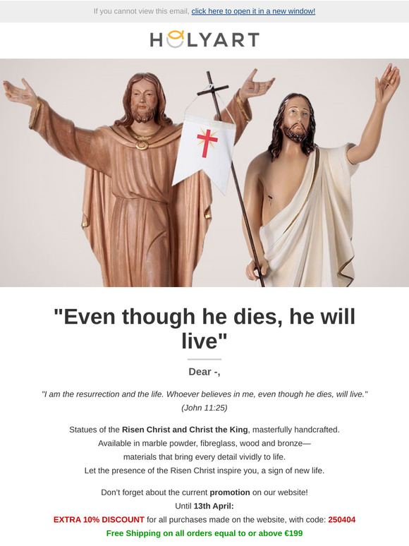 Dear —, "Even though he dies, he will live"