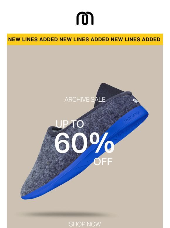 New outlet styles - up to 60% off
