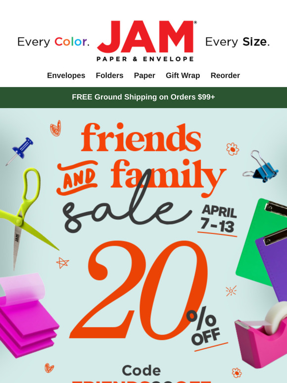 Stock up on your office essentials during our Friends and Family Sale. Enjoy 20% OFF! 🙌