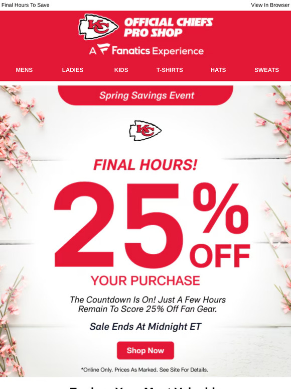 Last Shot For 25% Off Spring Savings