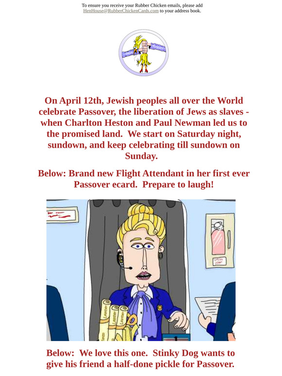 Brand New Passover ecard starring The Flight Attendant - Happy Pesach