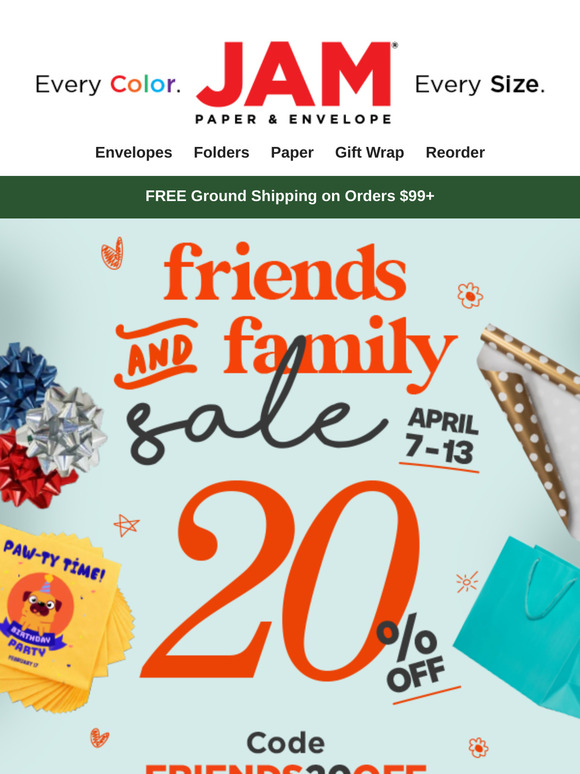 Shop wrapping accessories and supplies during our Friends and Family Sale. Enjoy 20% OFF! 💢