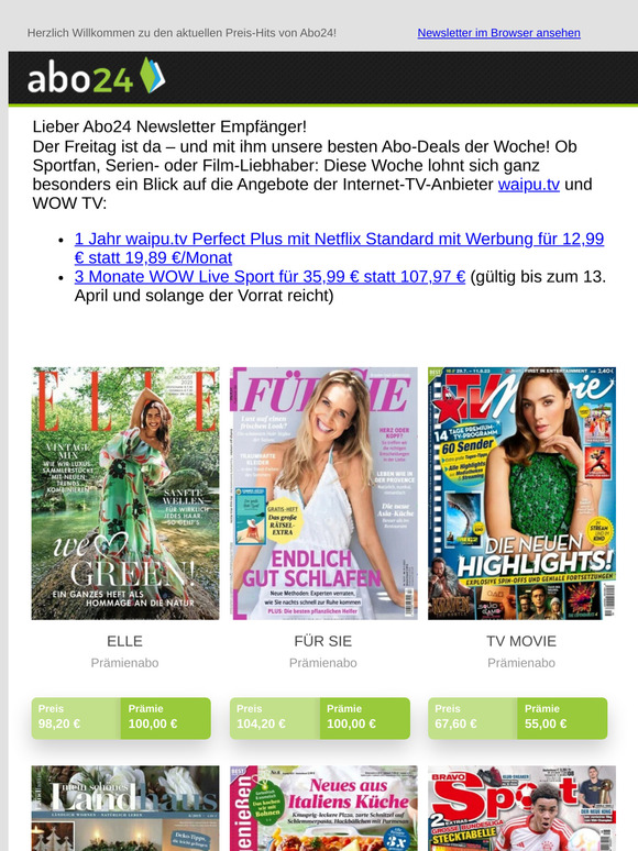 Deals der Woche: waipu.tv + Netflix für 12,99 €/Monat | 3 Monate WOW Live Sport für 35,99 €