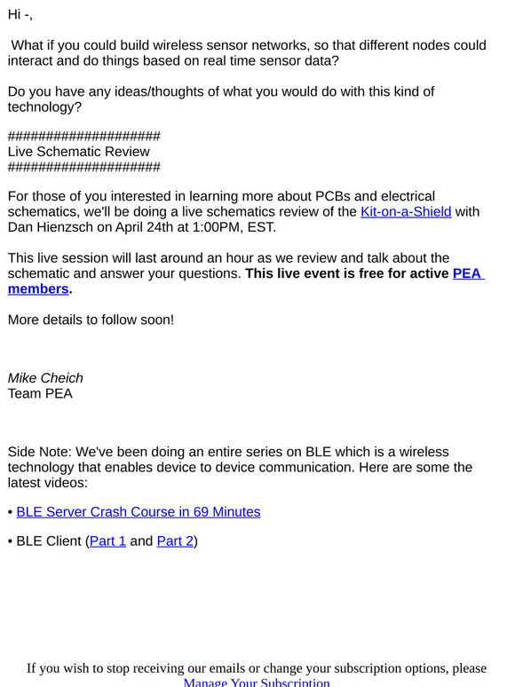 Wireless networks + Live Schematic Review