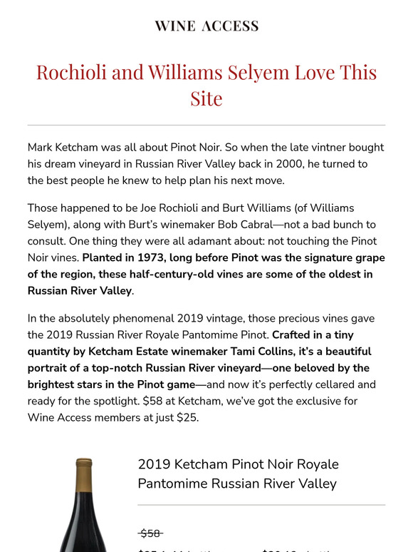 57% Off Pinot from Williams Selyem ❤️’d Site