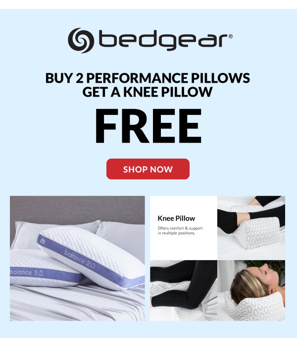 Bedgear - Buy 2 Performance Pillows Get a Knee Pillow Free | Shop Now