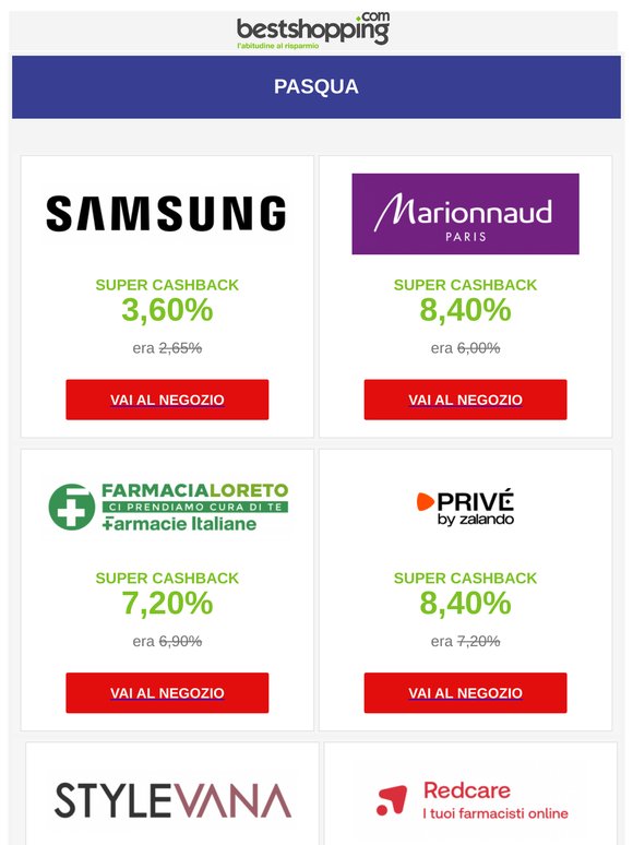 Pasqua sta arrivando. Approfitta del Super Cashback
