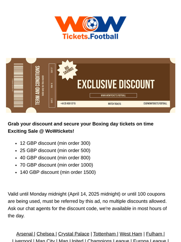 🎁Grab Your Discount for the Next Football Match