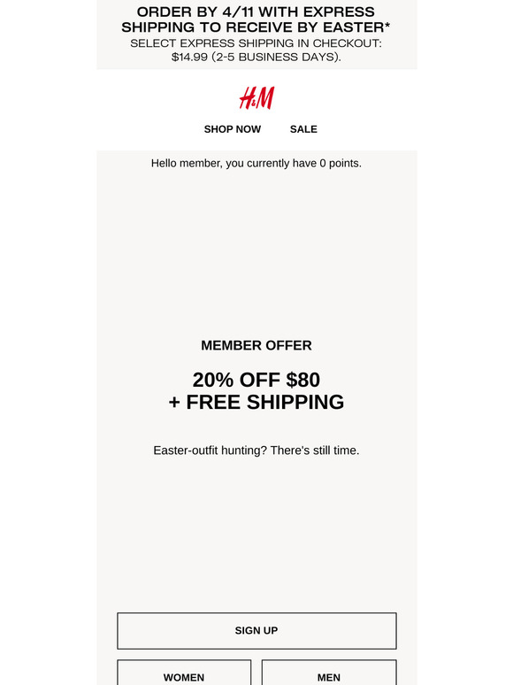 20% off + free shipping for Members