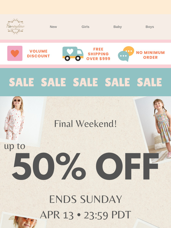 ⏳ Final Weekend! Up to 50% Off Ends Sunday