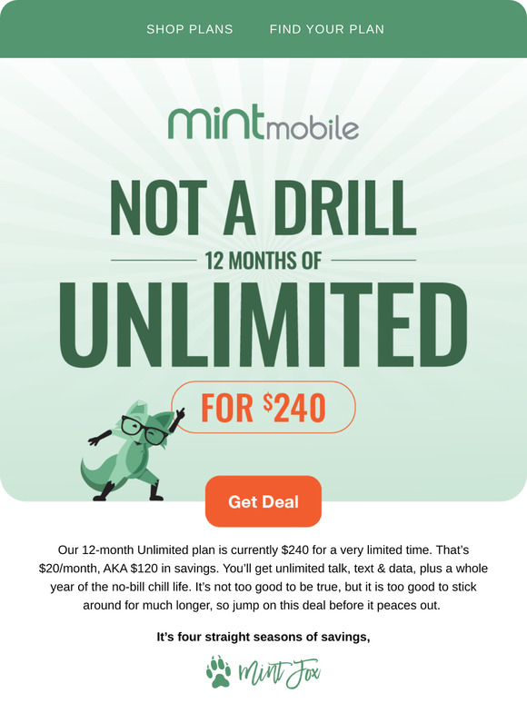 Get 12 months of Unlimited for $240