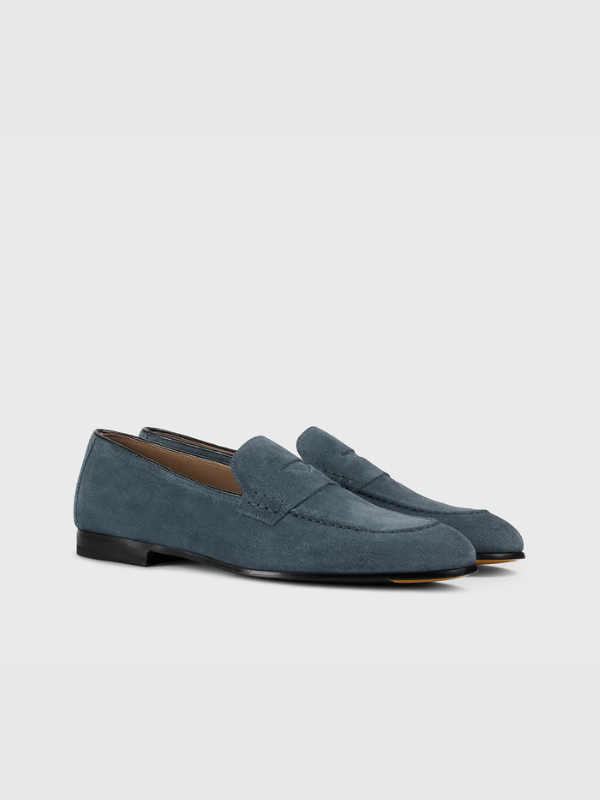 Mocassino in suede celeste