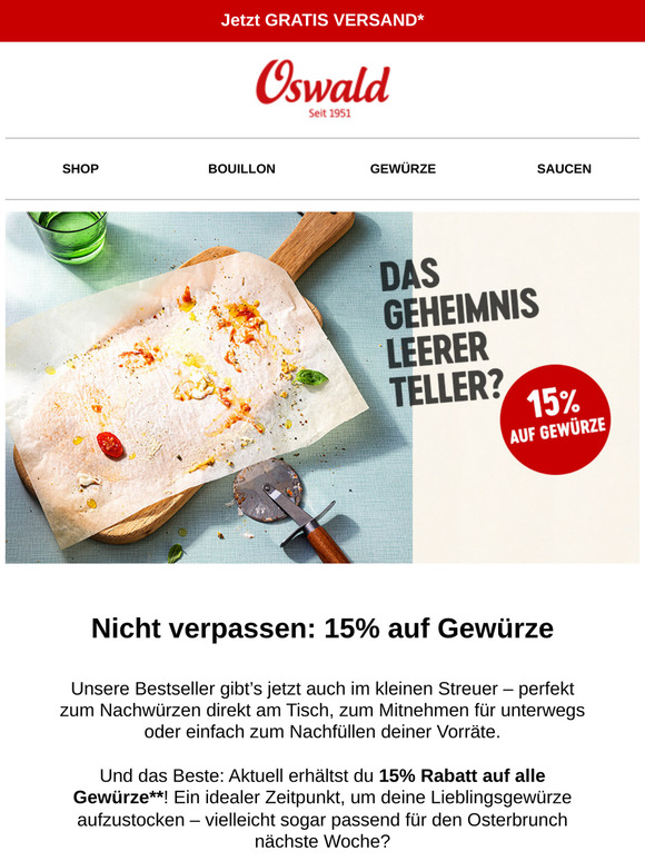 Letzte Chance: 15% auf Gewürze