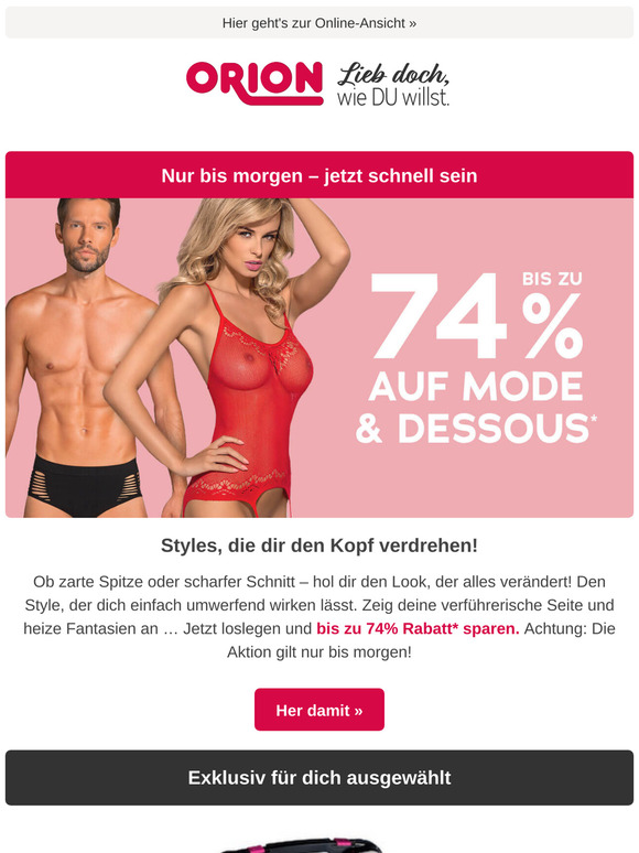Spar bis zu 74% auf Mode & Dessous*