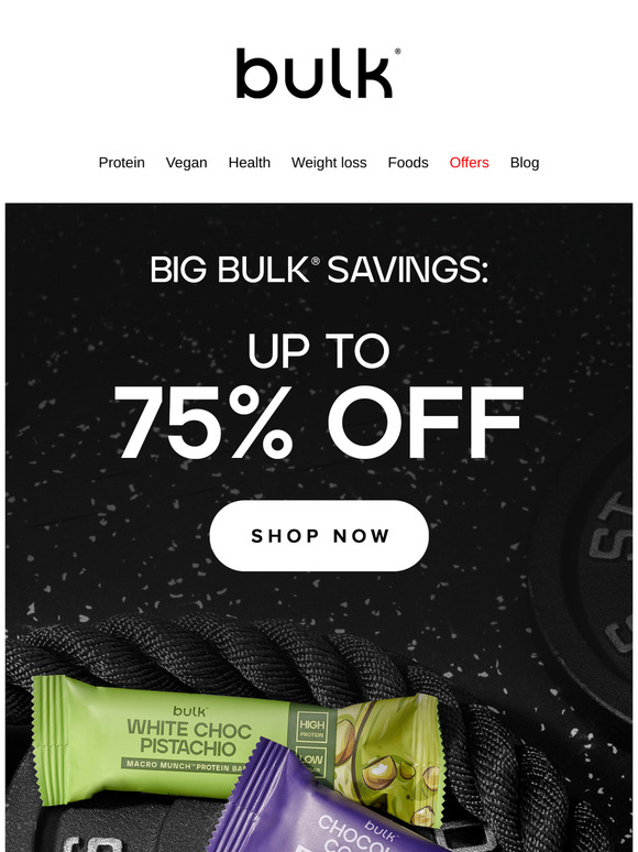 Up to 75% off protein, creatine and more.